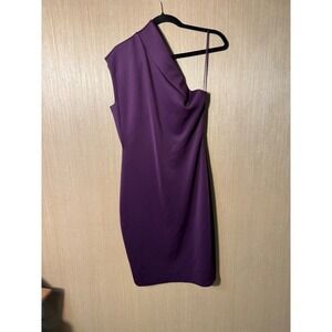 Badgley‎ Mischka $320 Purple One Shoulder Cocktail Party Dress Size 6